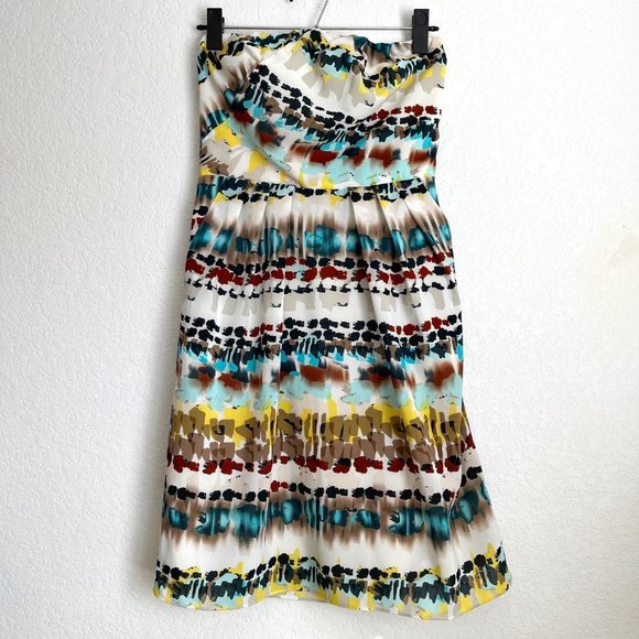 The Limited Strapless Cream Multi Colored Dress with Pockets, Size 0 - Picture 1 of 12
